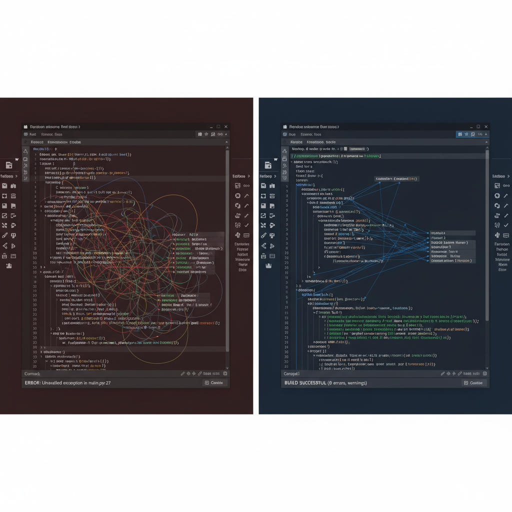 Before and after comparison of code cleanup process